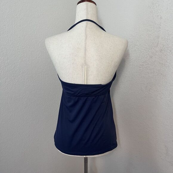 NWT J Crew Tankini Swim Tank Small Padded Blue Halter Removable Strap Retro - Picture 2 of 7